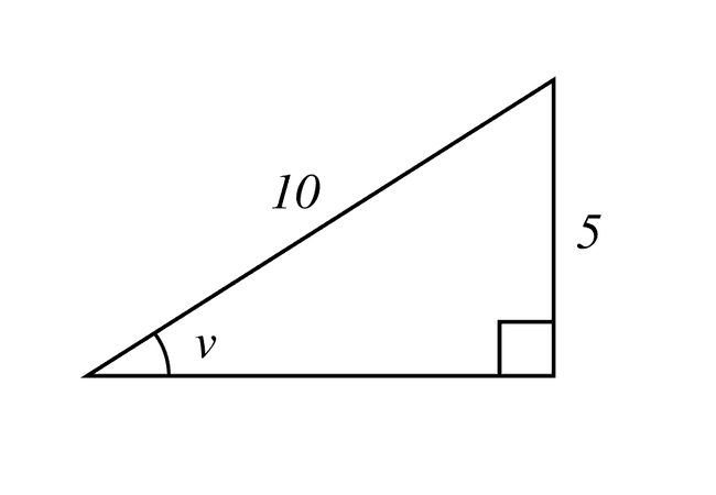 Rätvinklig triangel med okänd vinkel v